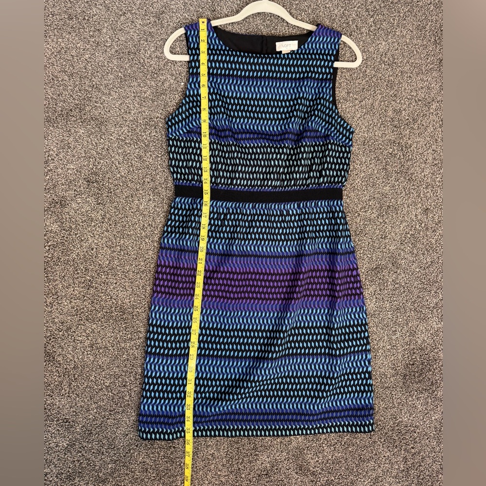 LOFT Factory Blue and Purple Patterned Sleeveless Midi Pullover Dress Size Small - Picture 11 of 12